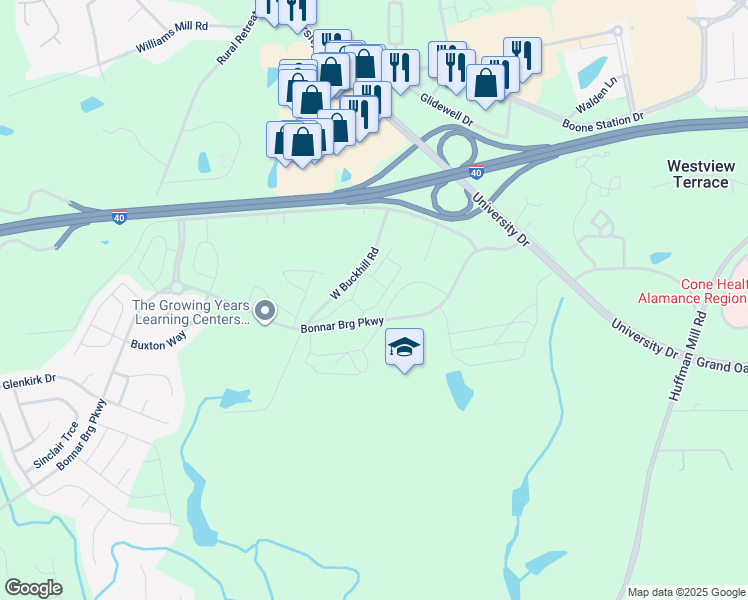 map of restaurants, bars, coffee shops, grocery stores, and more near 198 Milltown Street in Burlington