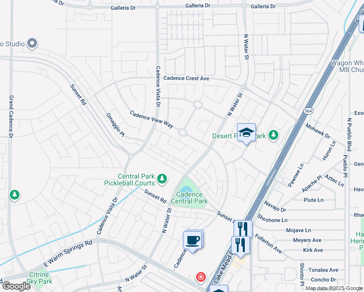 map of restaurants, bars, coffee shops, grocery stores, and more near 620 Cadence View Way in Henderson