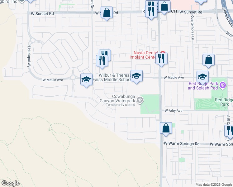 map of restaurants, bars, coffee shops, grocery stores, and more near 9659 Bighorn Ranch Avenue in Las Vegas