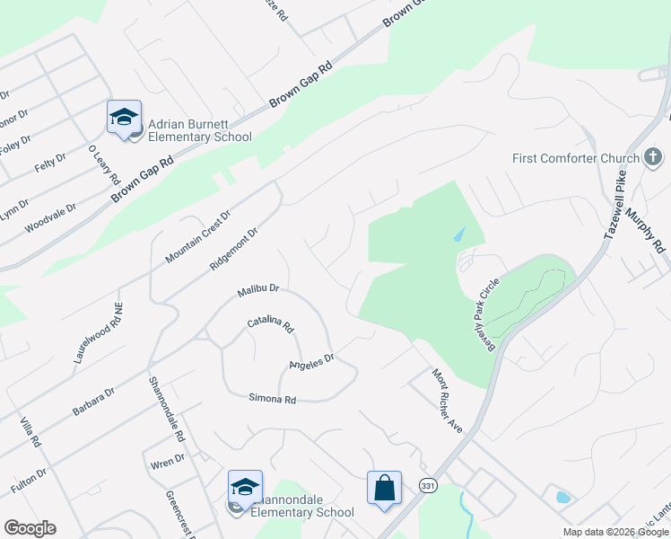 map of restaurants, bars, coffee shops, grocery stores, and more near 5205 Walkercrest Lane in Knoxville