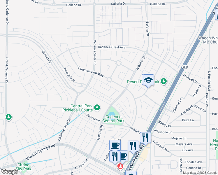 map of restaurants, bars, coffee shops, grocery stores, and more near 1079 Page Park Lane in Henderson