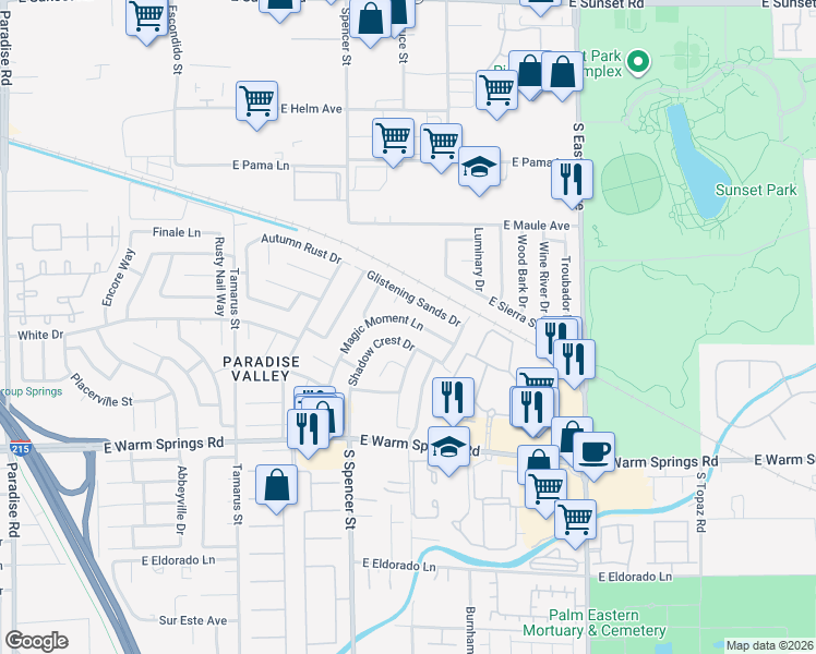 map of restaurants, bars, coffee shops, grocery stores, and more near 7063 Magic Moment Lane in Las Vegas