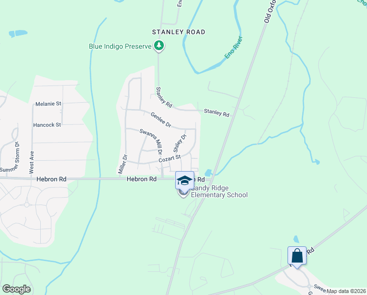map of restaurants, bars, coffee shops, grocery stores, and more near 2 Bolter Court in Durham