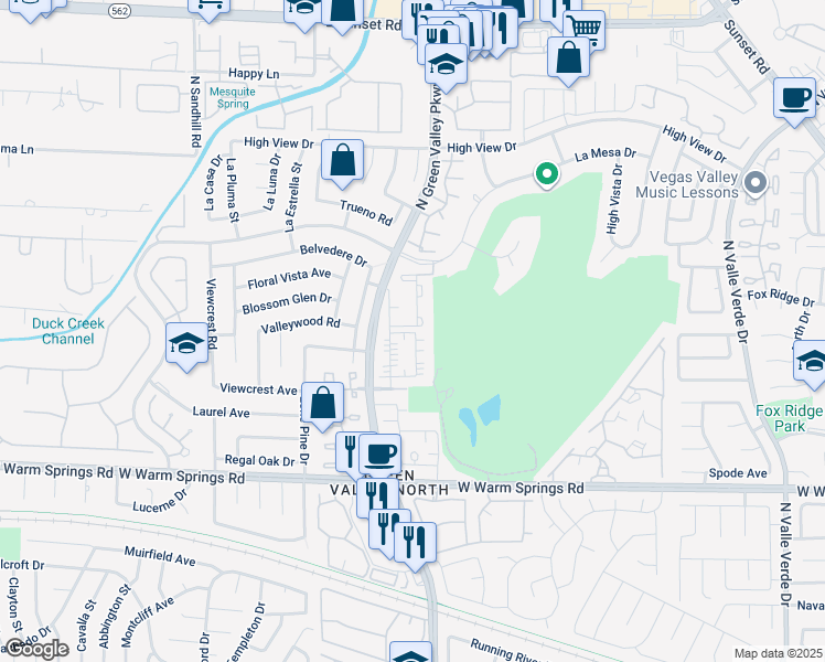 map of restaurants, bars, coffee shops, grocery stores, and more near 2362 North Green Valley Parkway in Henderson