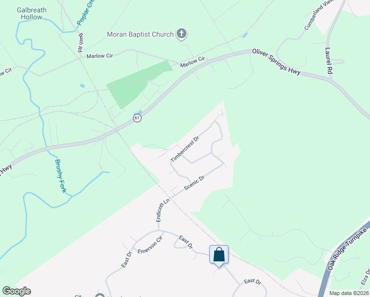 map of restaurants, bars, coffee shops, grocery stores, and more near 188 Timbercrest Dr in Oak Ridge