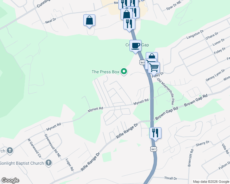map of restaurants, bars, coffee shops, grocery stores, and more near 139 Keithway Lane in Knoxville