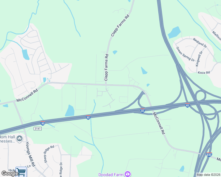 map of restaurants, bars, coffee shops, grocery stores, and more near 3662 McConnell Road in Greensboro