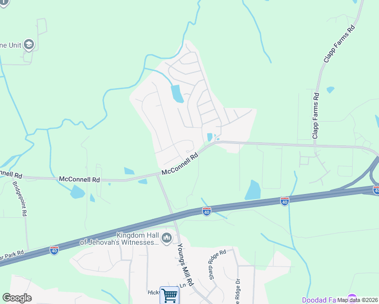 map of restaurants, bars, coffee shops, grocery stores, and more near 4228 Youngstown Drive in Greensboro