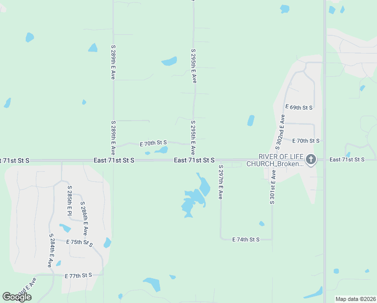 map of restaurants, bars, coffee shops, grocery stores, and more near 29504 East 69th Place South in Broken Arrow