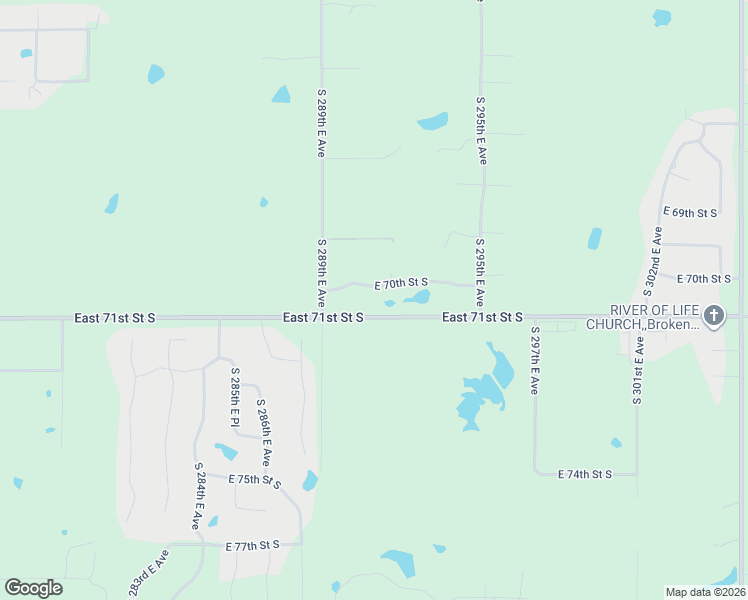 map of restaurants, bars, coffee shops, grocery stores, and more near 29108 East 70th Street South in Broken Arrow