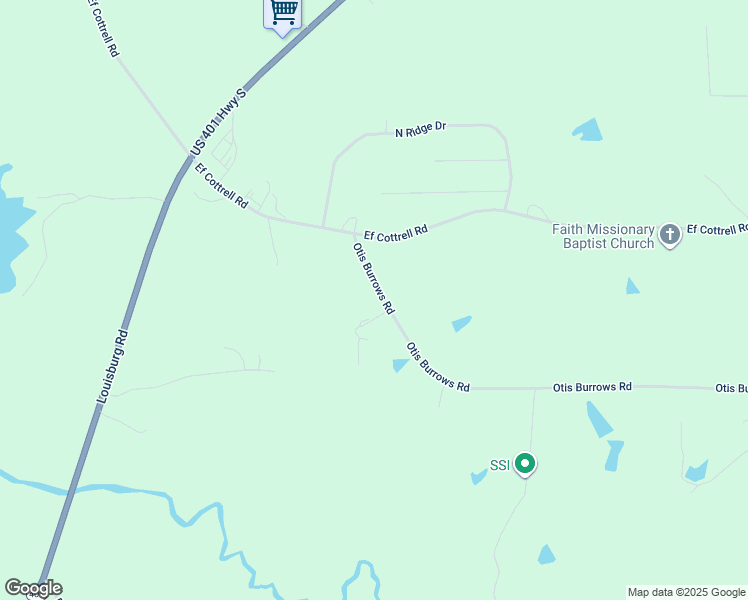 map of restaurants, bars, coffee shops, grocery stores, and more near 701 Otis Burrows Road in Louisburg