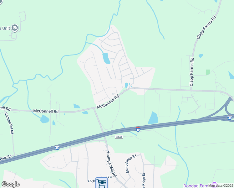 map of restaurants, bars, coffee shops, grocery stores, and more near 4275 Youngstown Drive in Greensboro