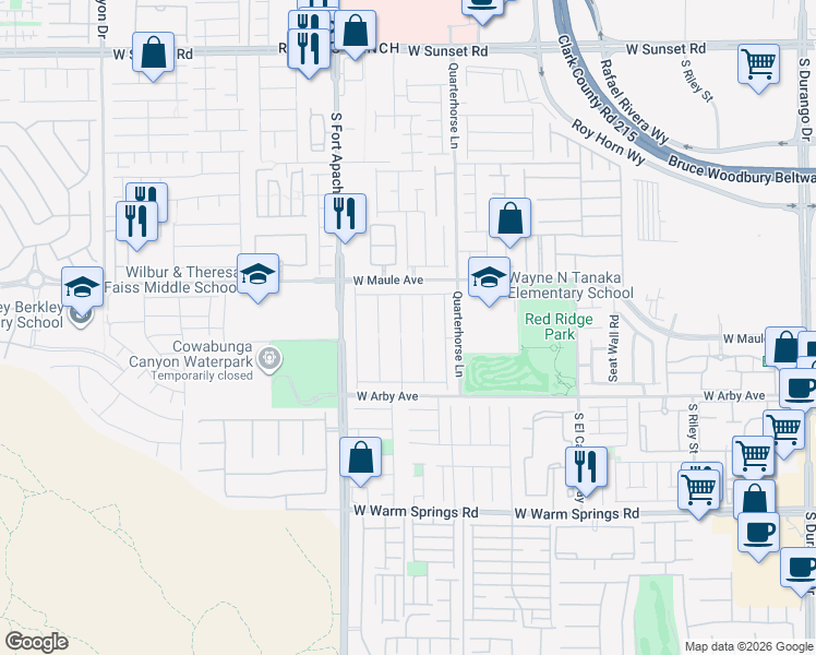 map of restaurants, bars, coffee shops, grocery stores, and more near 6980 Night Bloom Court in Las Vegas