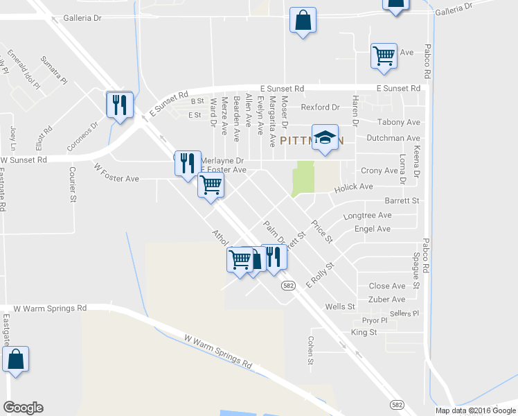 map of restaurants, bars, coffee shops, grocery stores, and more near 1608 Palm St in Henderson