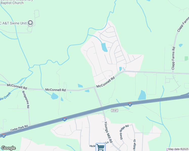 map of restaurants, bars, coffee shops, grocery stores, and more near 1153 Langston Drive in Greensboro