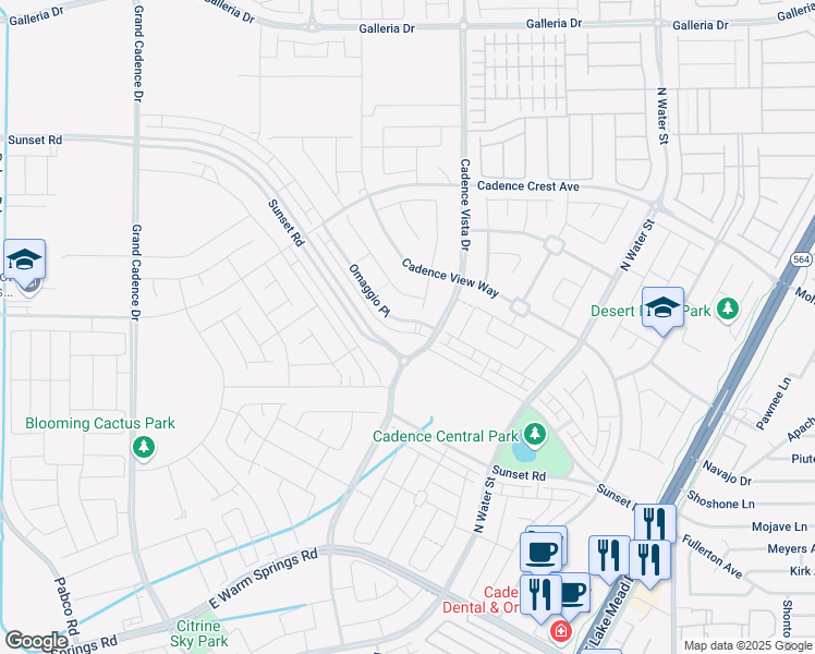 map of restaurants, bars, coffee shops, grocery stores, and more near 675 Omaggio Place in Henderson