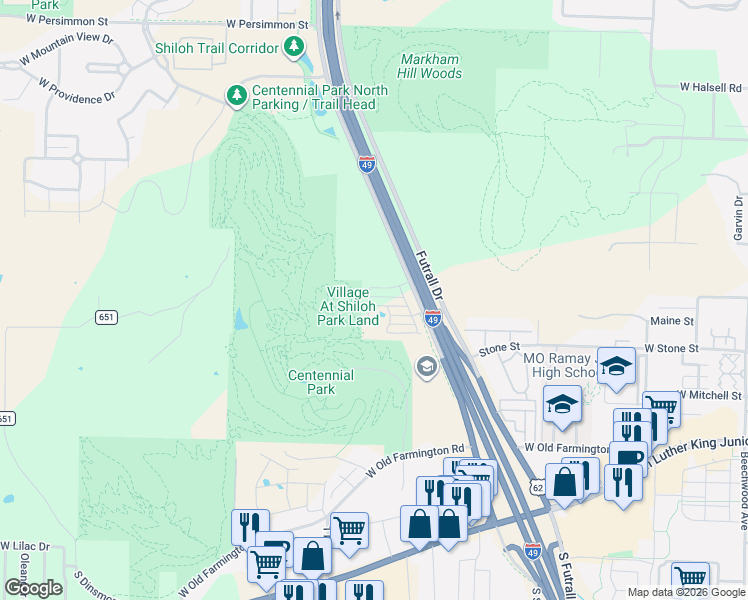 map of restaurants, bars, coffee shops, grocery stores, and more near 2871 West Hillshire Drive in Fayetteville