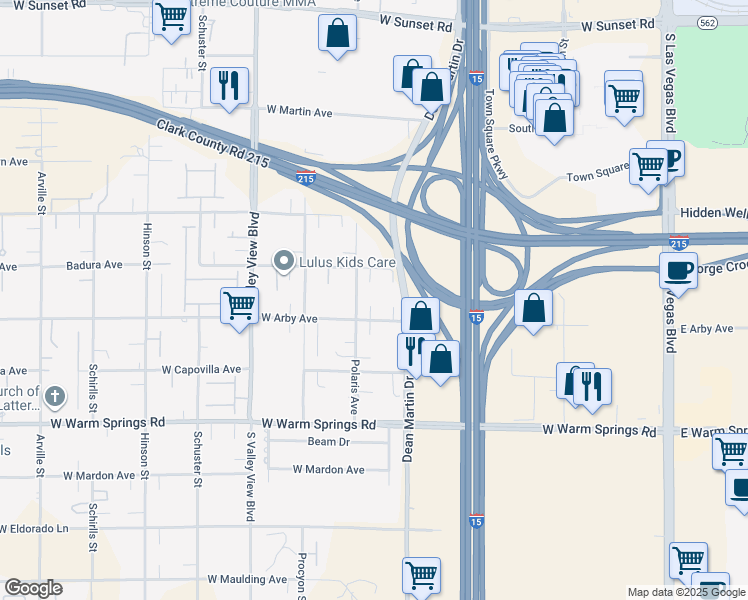 map of restaurants, bars, coffee shops, grocery stores, and more near 3340 West Arby Avenue in Las Vegas