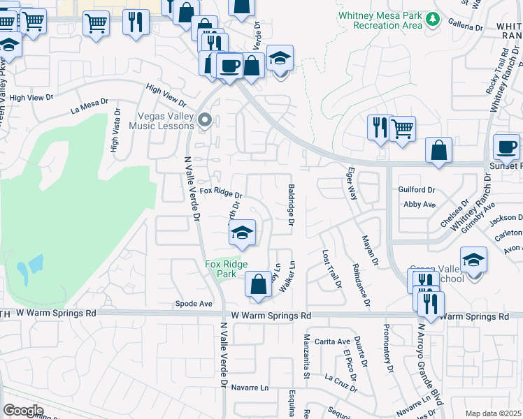 map of restaurants, bars, coffee shops, grocery stores, and more near 1814 Quarley Place in Henderson