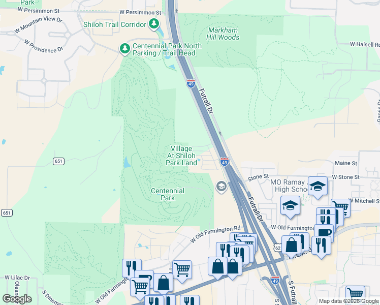 map of restaurants, bars, coffee shops, grocery stores, and more near 231 South Rolling Woods Way in Fayetteville