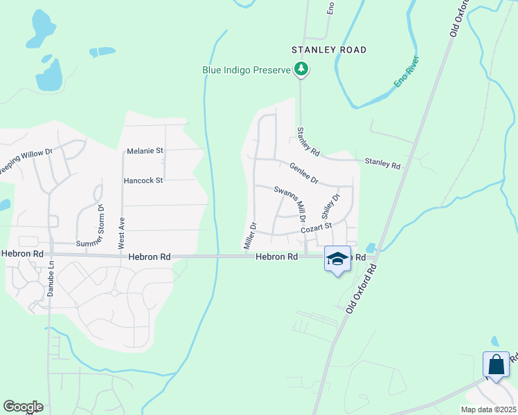 map of restaurants, bars, coffee shops, grocery stores, and more near 4714 Miller Drive in Durham