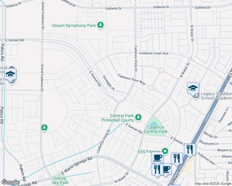 map of restaurants, bars, coffee shops, grocery stores, and more near 685 Omaggio Place in Henderson