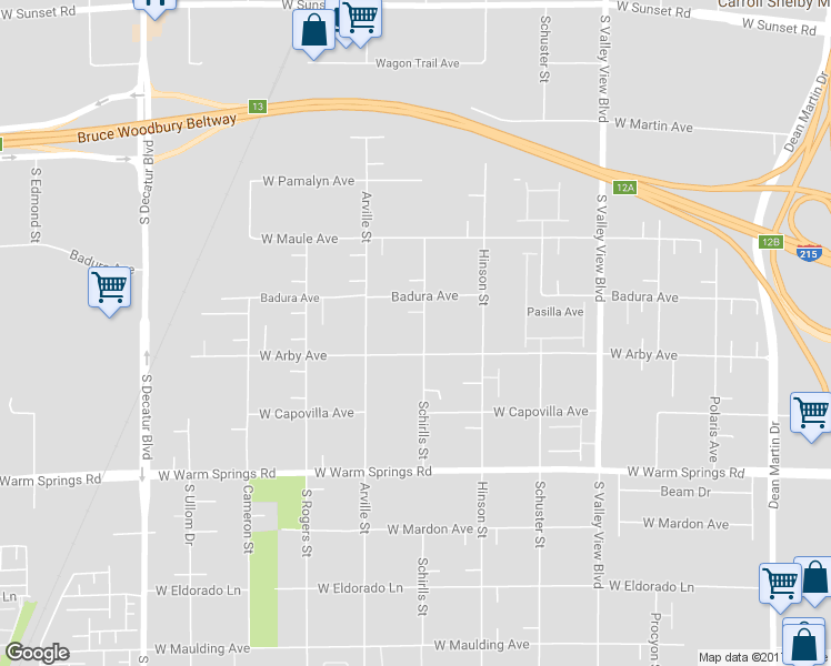 map of restaurants, bars, coffee shops, grocery stores, and more near 7075 Schirlls Street in Las Vegas