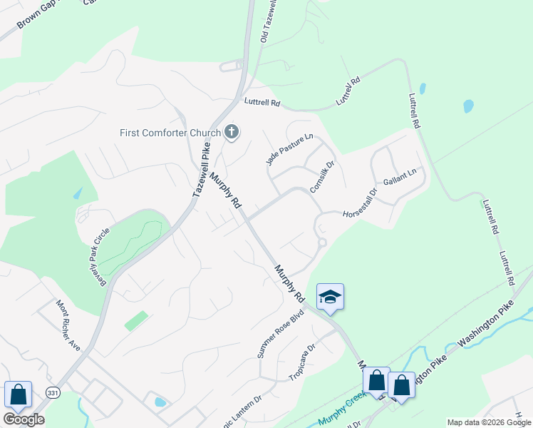 map of restaurants, bars, coffee shops, grocery stores, and more near 6018 Shannon Valley Farms Boulevard in Knoxville