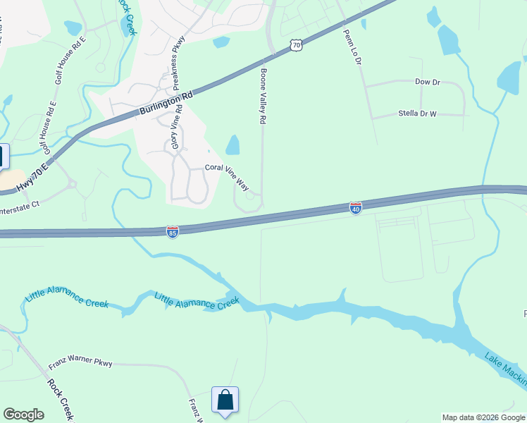 map of restaurants, bars, coffee shops, grocery stores, and more near 1169 Brooksridge Way in Whitsett
