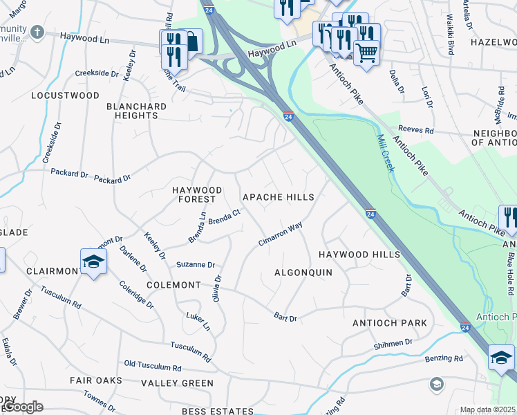 map of restaurants, bars, coffee shops, grocery stores, and more near 228 Dovewood Court in Nashville