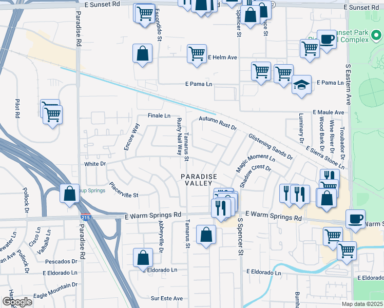 map of restaurants, bars, coffee shops, grocery stores, and more near 1508 White Drive in Las Vegas