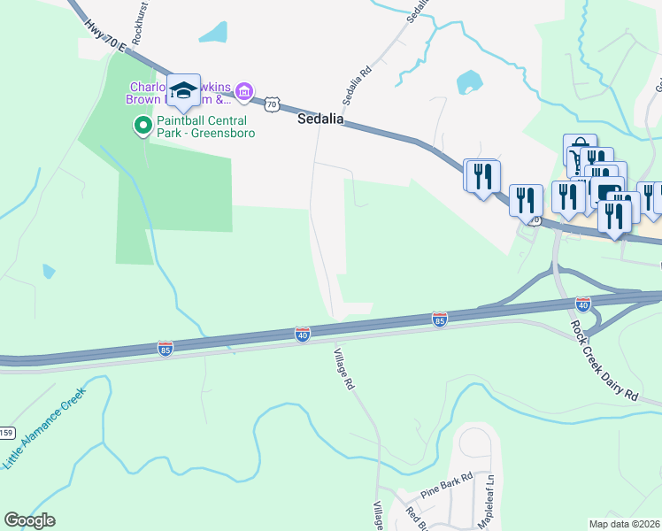 map of restaurants, bars, coffee shops, grocery stores, and more near 1137 Palmer Farm Road in Gibsonville