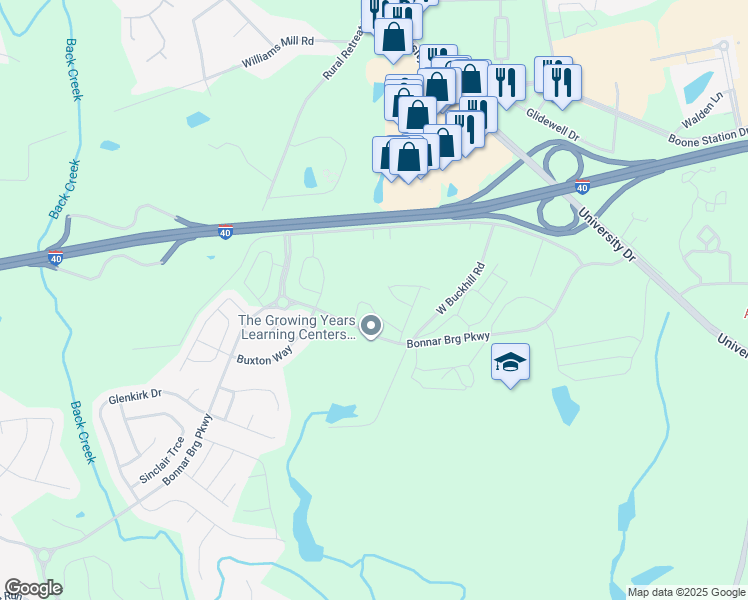map of restaurants, bars, coffee shops, grocery stores, and more near 1088 Kelso Lane in Burlington