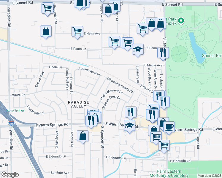map of restaurants, bars, coffee shops, grocery stores, and more near 7099 Magic Moment Lane in Las Vegas