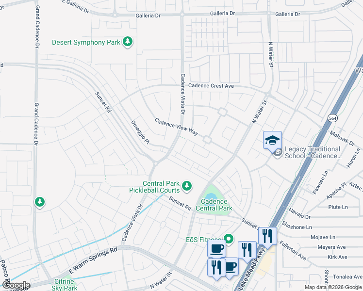 map of restaurants, bars, coffee shops, grocery stores, and more near 533 Sunny Pointe Street in Henderson