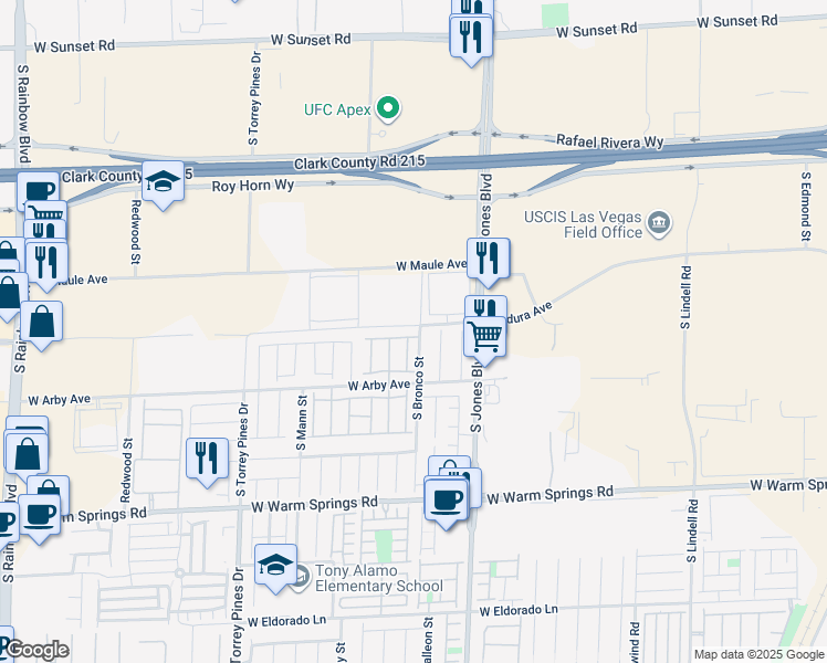 map of restaurants, bars, coffee shops, grocery stores, and more near 6250 West Arby Avenue in Las Vegas
