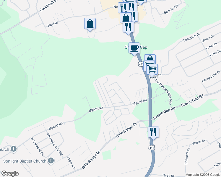map of restaurants, bars, coffee shops, grocery stores, and more near 140 Keithway Lane in Knoxville