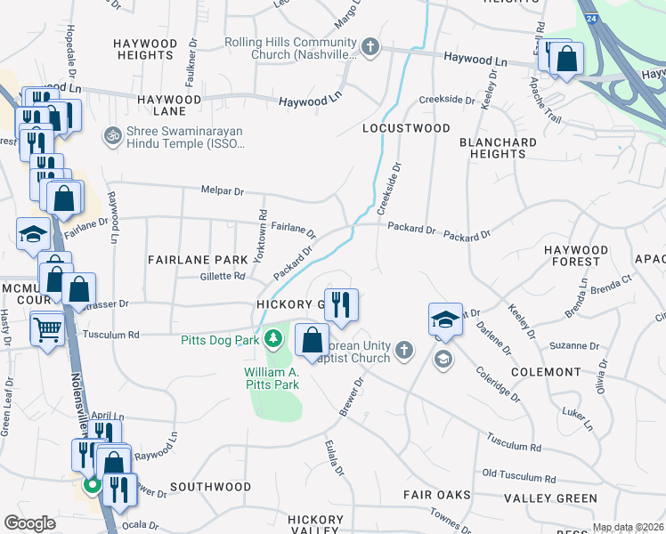 map of restaurants, bars, coffee shops, grocery stores, and more near in Nashville