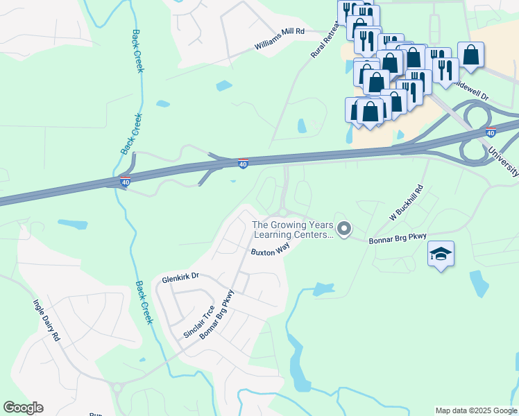 map of restaurants, bars, coffee shops, grocery stores, and more near 2126 Campbell Loop in Burlington