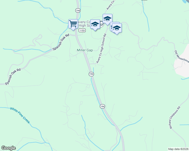map of restaurants, bars, coffee shops, grocery stores, and more near 2061 Millers Gap Highway in Newland
