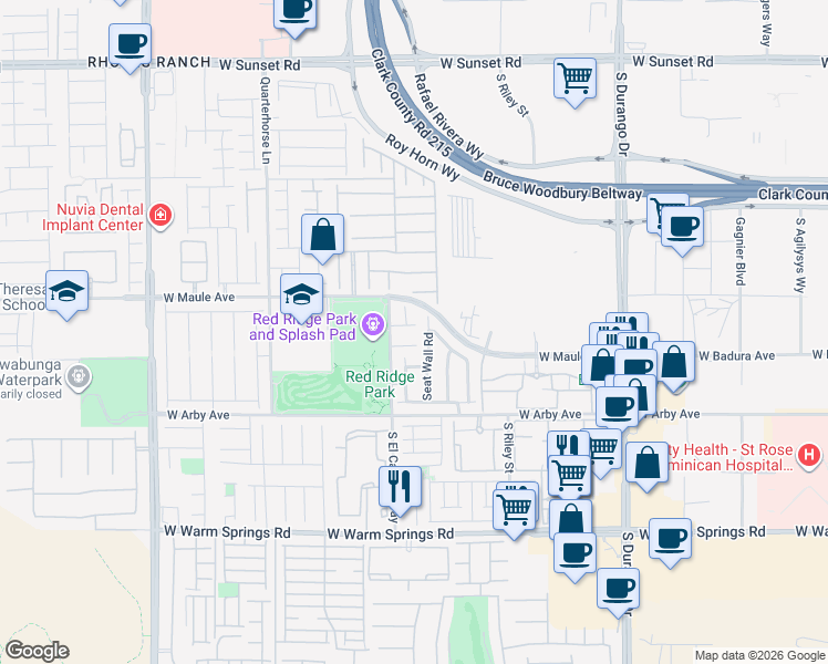 map of restaurants, bars, coffee shops, grocery stores, and more near 7003 Seat Wall Road in Las Vegas