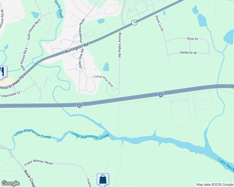 map of restaurants, bars, coffee shops, grocery stores, and more near 1169 Brooksridge Way in Whitsett