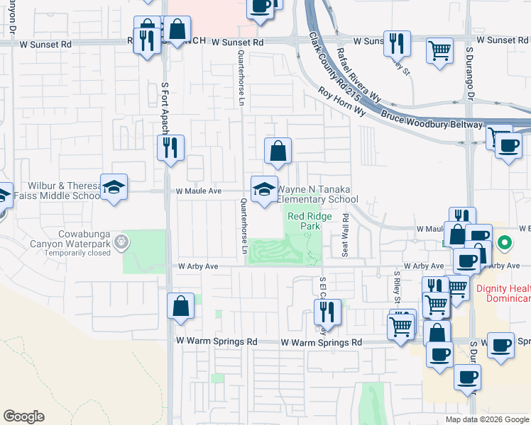 map of restaurants, bars, coffee shops, grocery stores, and more near 9135 West Maule Avenue in Las Vegas