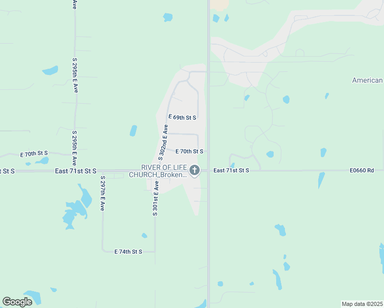 map of restaurants, bars, coffee shops, grocery stores, and more near 30249 East 70th Street South in Broken Arrow