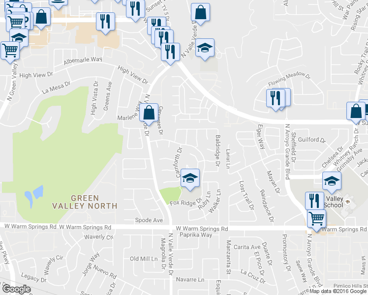 map of restaurants, bars, coffee shops, grocery stores, and more near 534 Carnforth Drive in Henderson