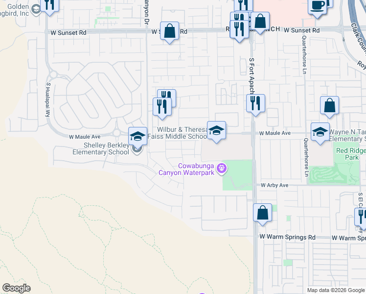 map of restaurants, bars, coffee shops, grocery stores, and more near 9659 Bighorn Ranch Avenue in Las Vegas