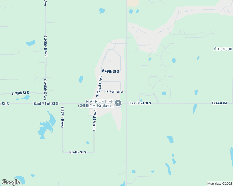 map of restaurants, bars, coffee shops, grocery stores, and more near 30249 East 70th Street South in Broken Arrow