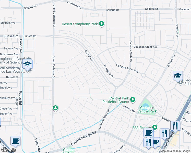map of restaurants, bars, coffee shops, grocery stores, and more near 737 Cottonwood Hill Place in Henderson