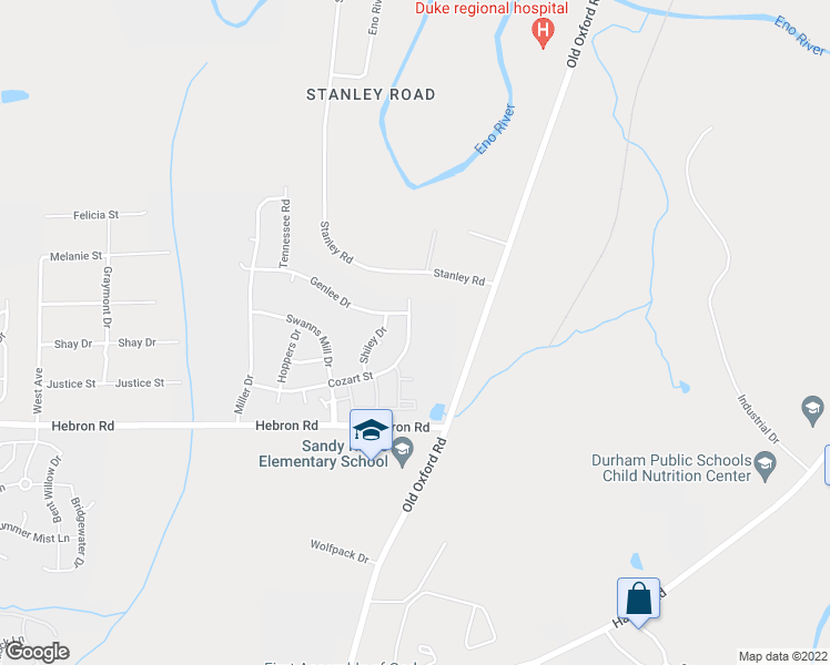 map of restaurants, bars, coffee shops, grocery stores, and more near 1428 Cozart Street in Durham