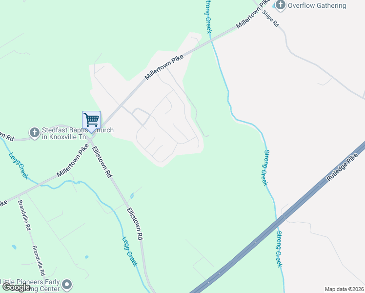 map of restaurants, bars, coffee shops, grocery stores, and more near 2627 Palace Green Road in Knoxville